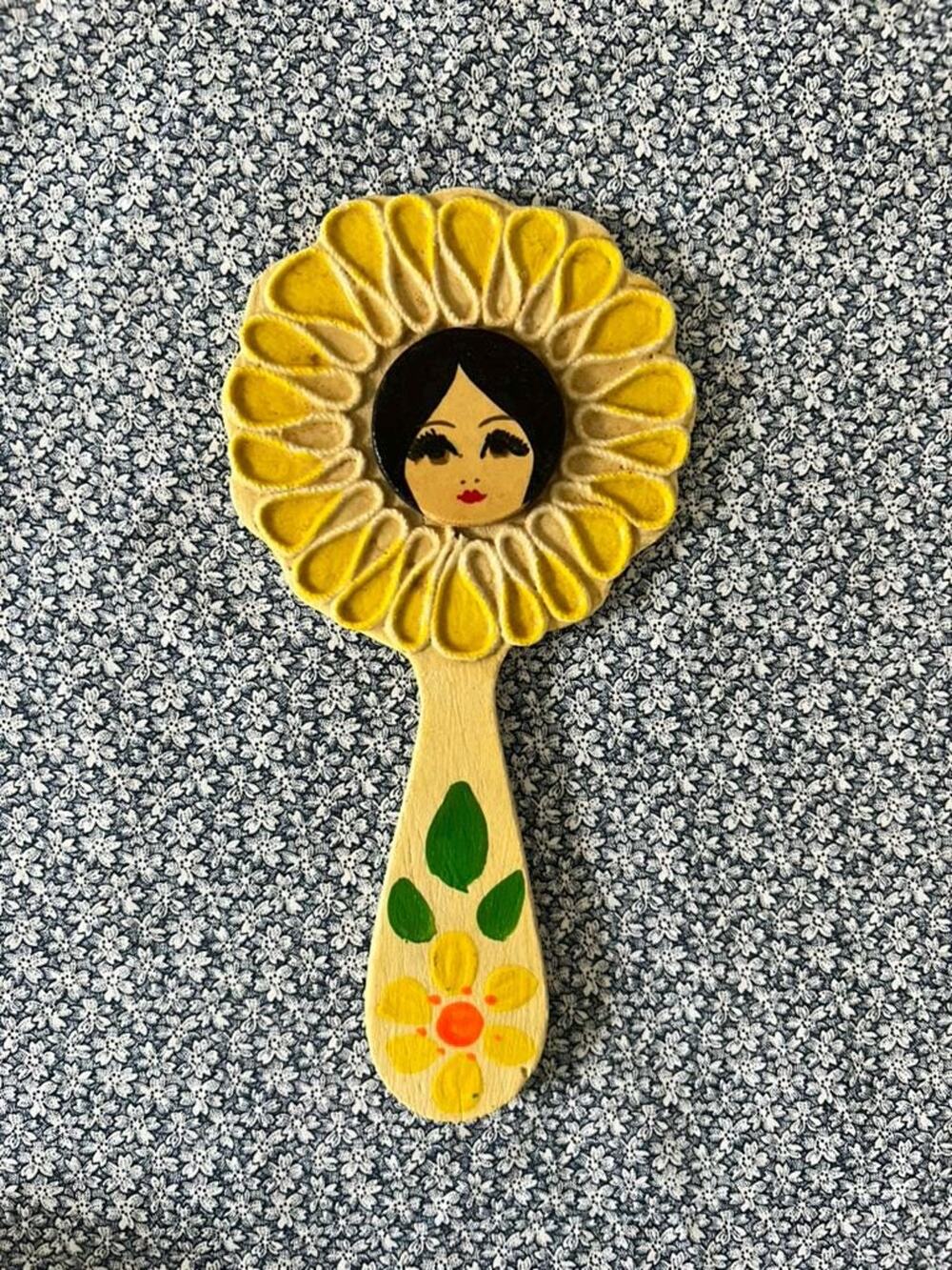 Vintage Daisy Hand Mirror | 1960s Flower Power Vanity Mirror